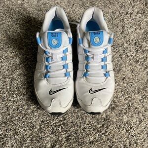 Nike White and Blue Sneakers with Chunky Silhouette
